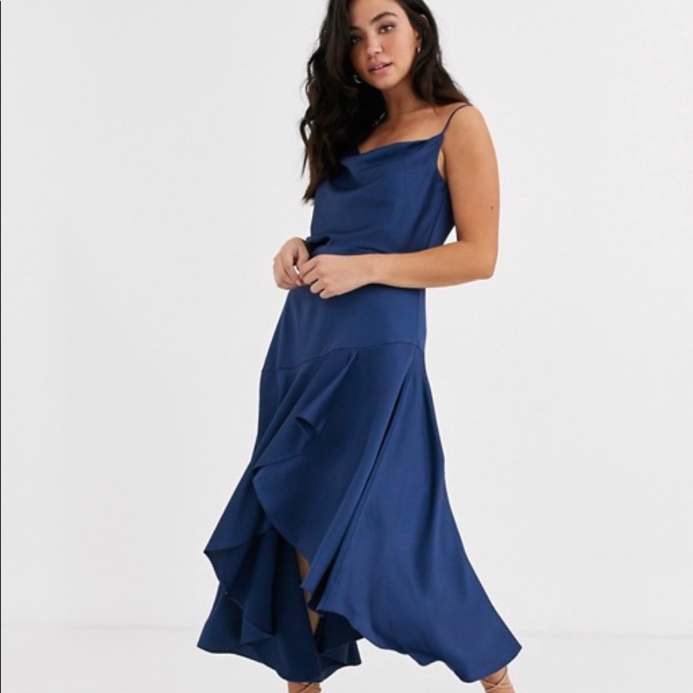 COOPER ST silk satin like dress navy blue L 12